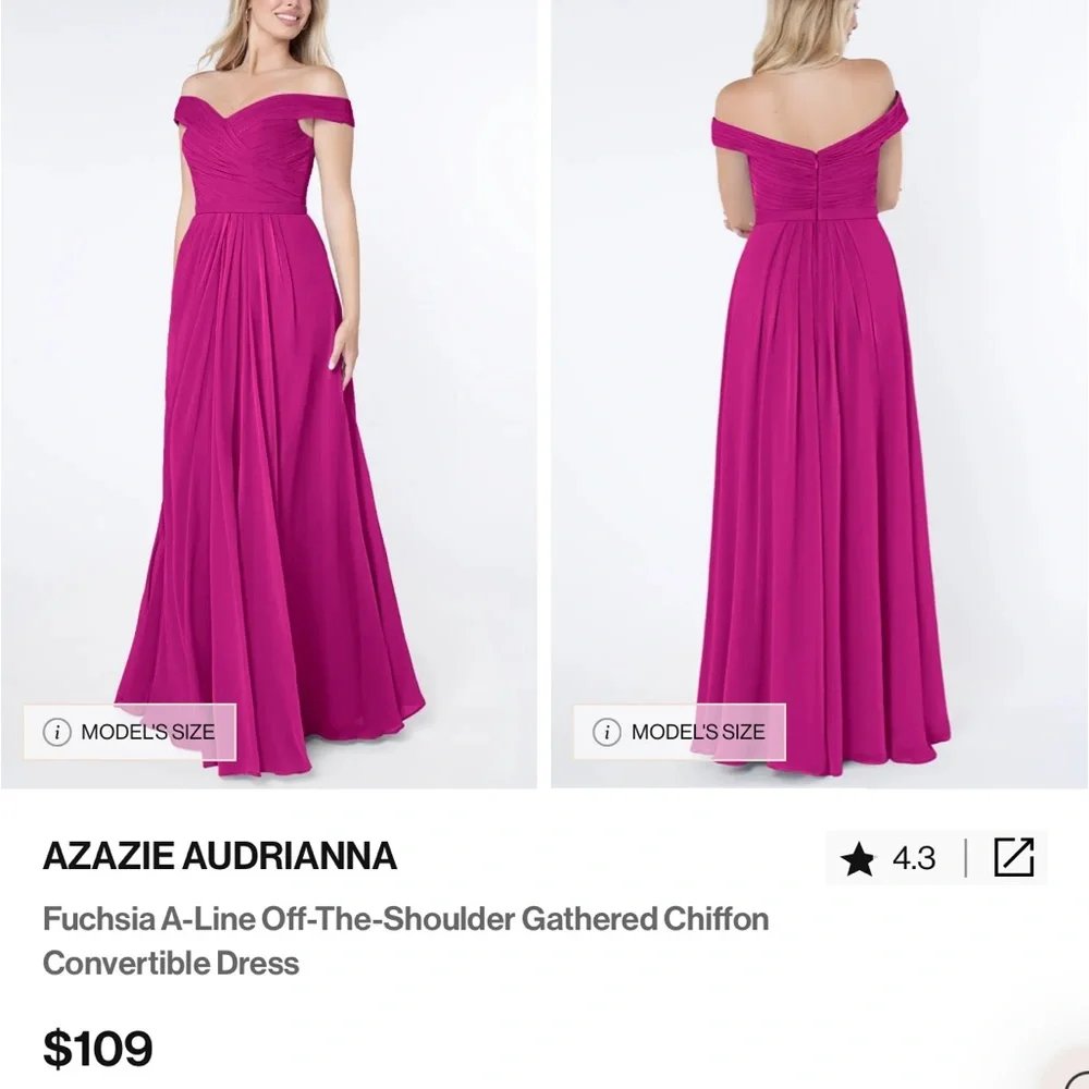 Azazie Audrianna Fuchsia Off-Shoulder Dress - Picture 2 of 11